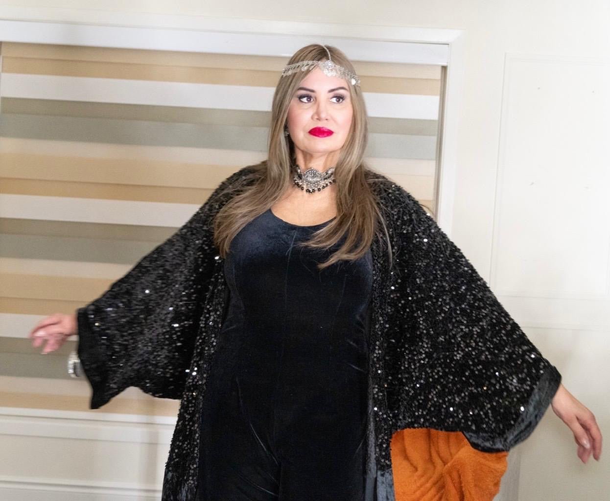 Midnight Noir sequin Kaftan - Rana Muda