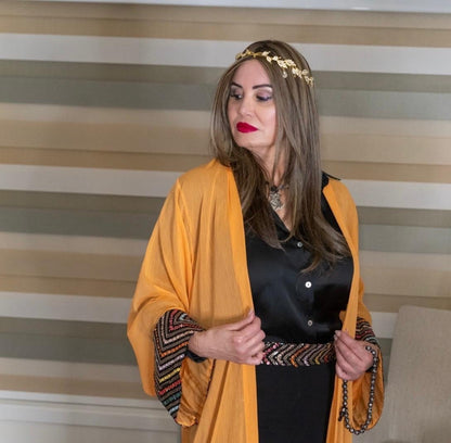 Golden Ember Open Abaya - Rana Muda