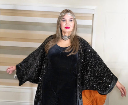Midnight Noir sequin Kaftan - Rana Muda