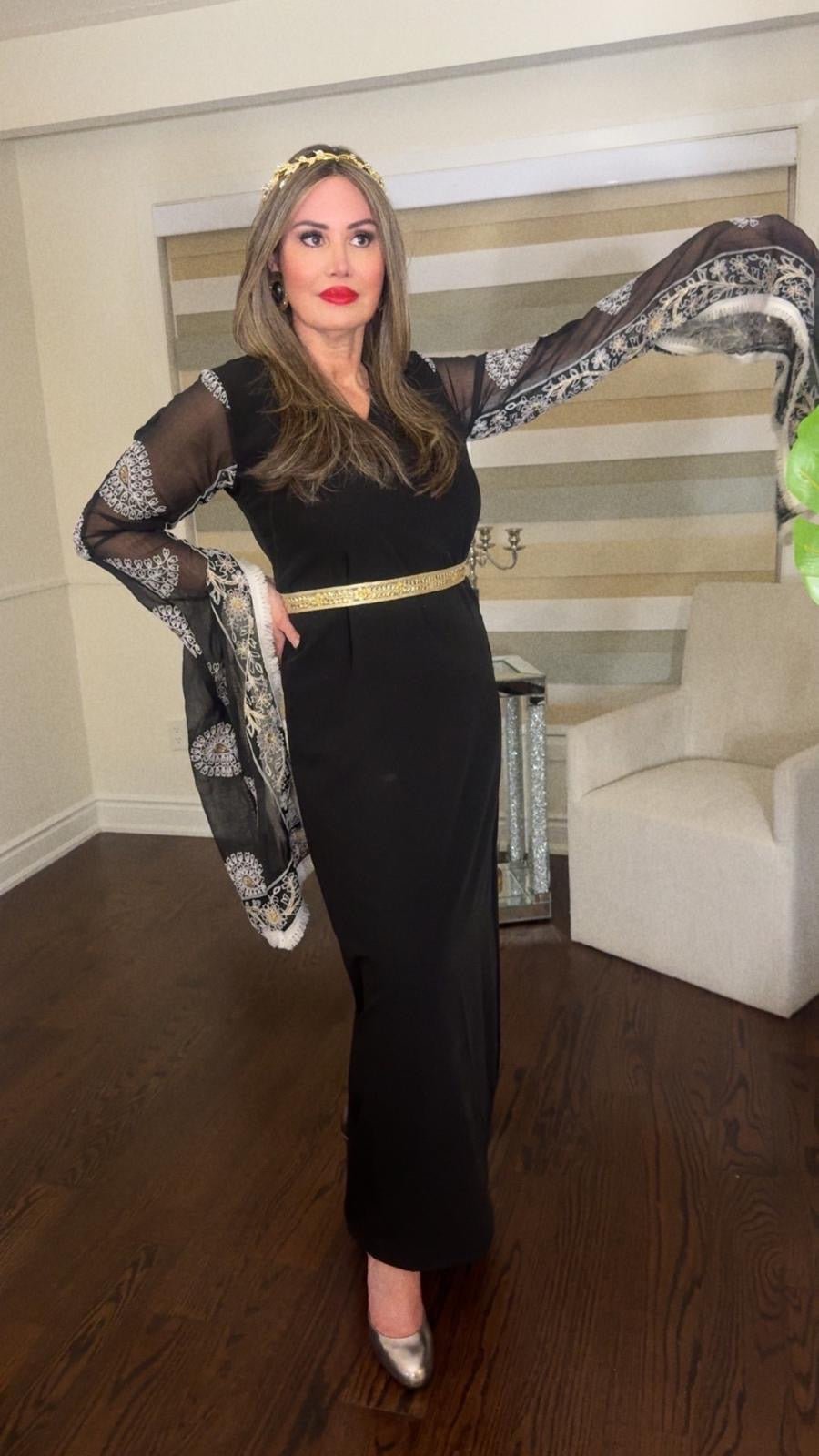 Noir heritage embroidered kaftan - Rana Muda